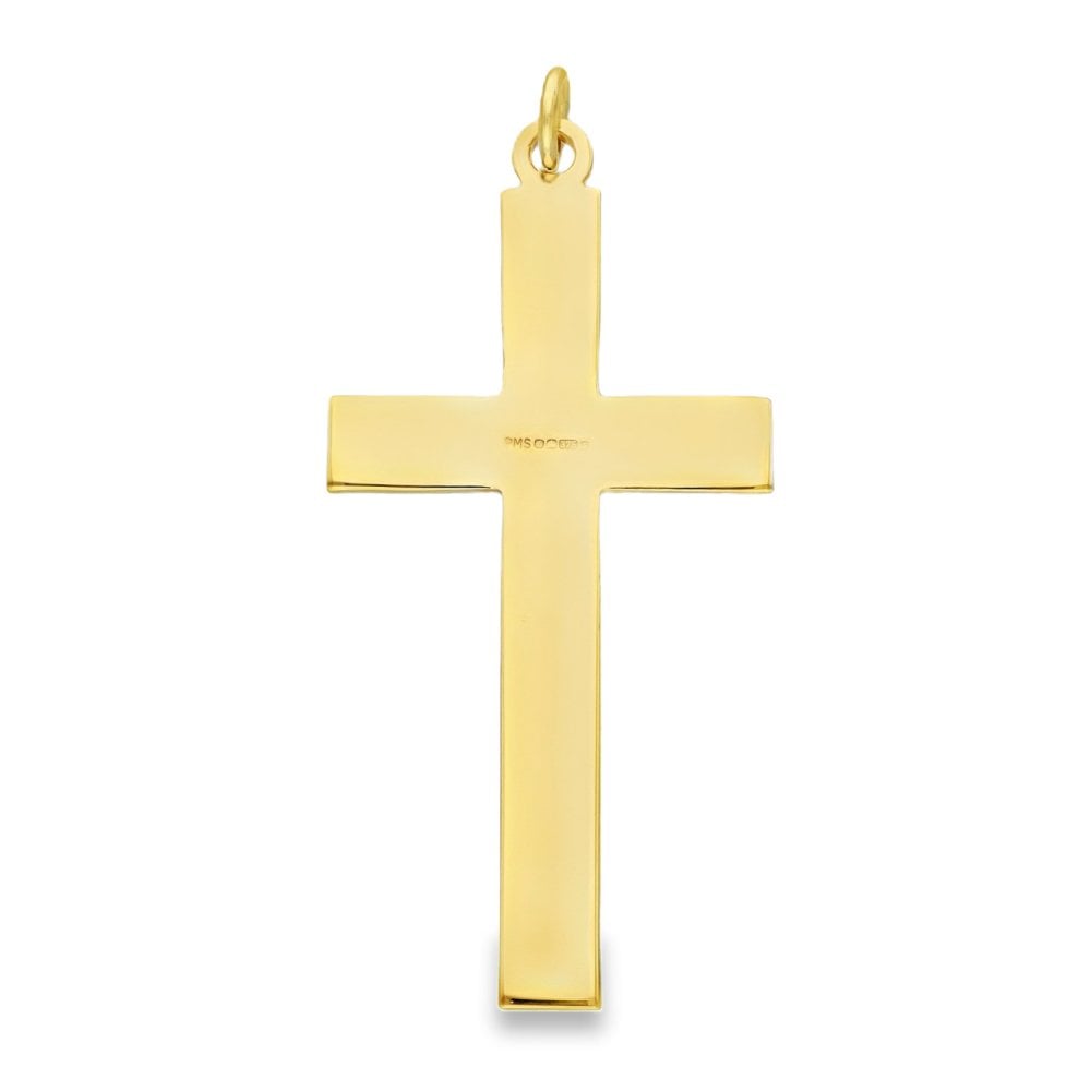 9ct Yellow Gold Feather Flat Cross Pendant - 20x42x1mm - 2.6g