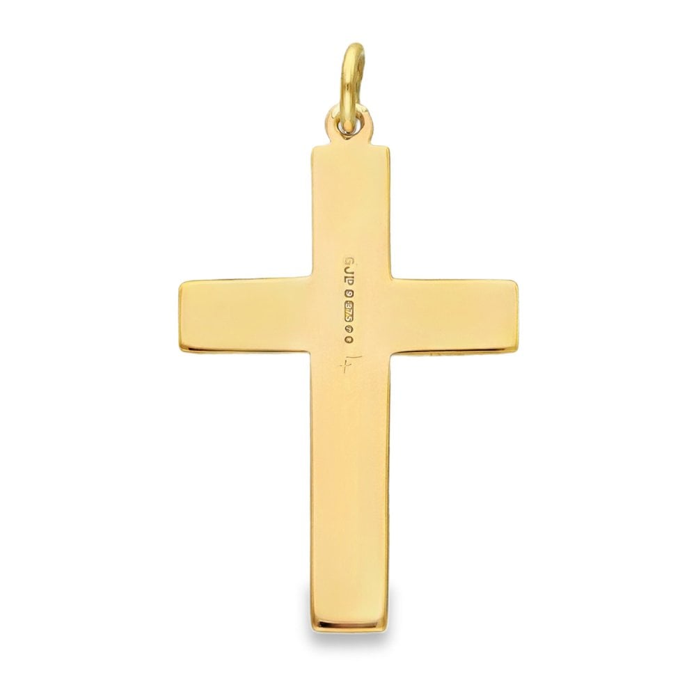 9ct Yellow Gold Sunburst Flat Cross Pendant - 22x35x1.5mm - 3.7g