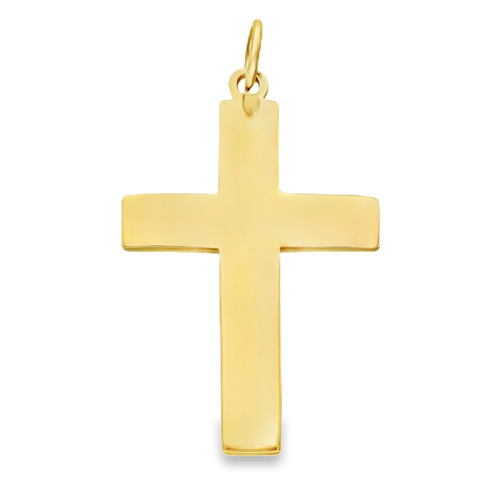 9ct Rose Gold Plain Flat Cross Pendant - 35x22x1.5mm - 4.2g