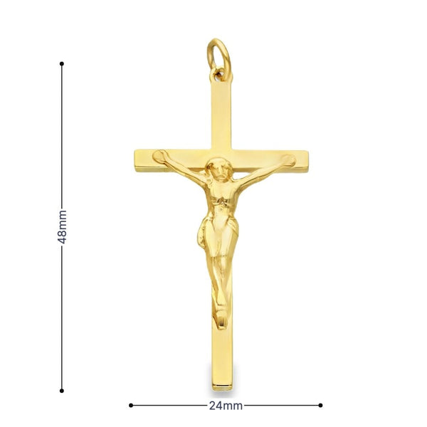 9ct Yellow Gold Crucifix Cross Pendant - 24x48x5mm - 5.6g