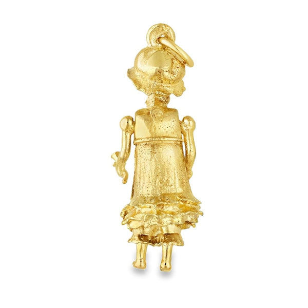 9ct Yellow Gold Maid Pendant - 31x11x10mm - 4.7g