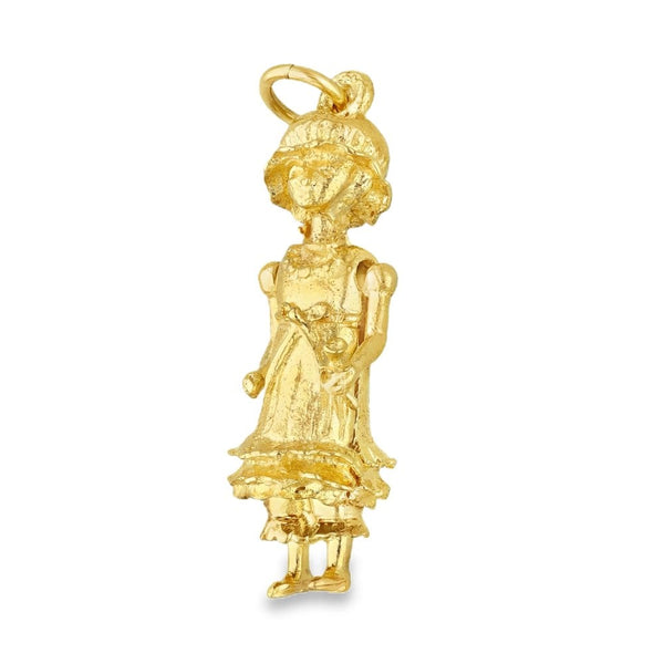9ct Yellow Gold Maid Pendant - 31x11x10mm - 4.7g