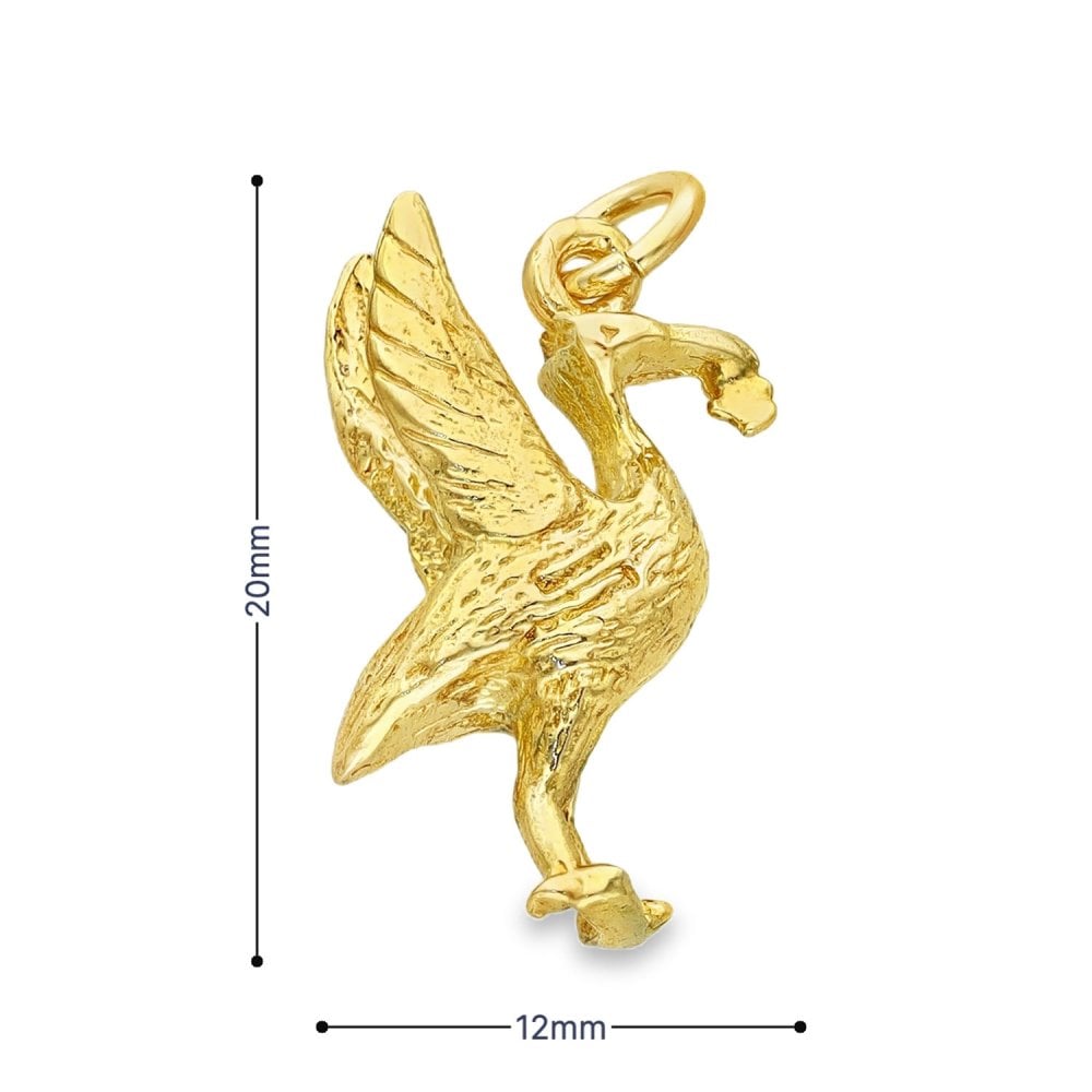 9ct Yellow Gold Liverbird Pendant - 12x20x6mm - 3.5g