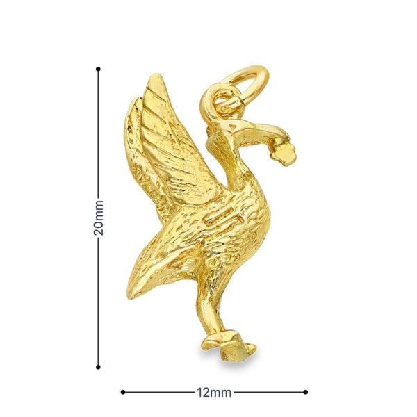 9ct Yellow Gold Liverbird Pendant - 12x20x6mm - 3.5g