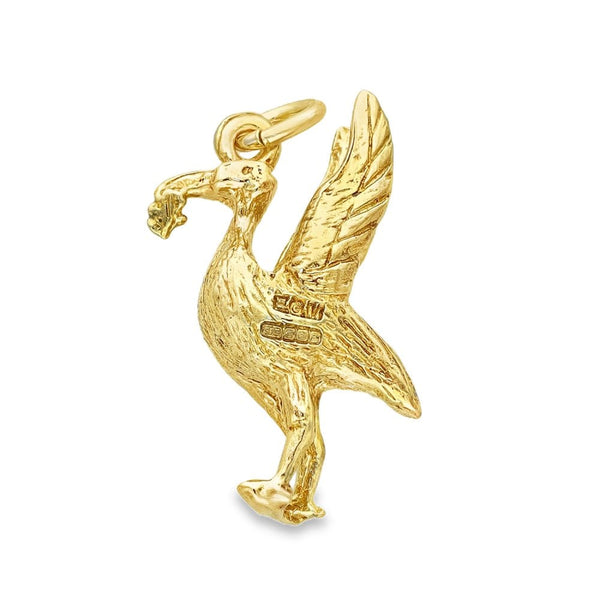 9ct Yellow Gold Liverbird Pendant - 12x20x6mm - 3.5g