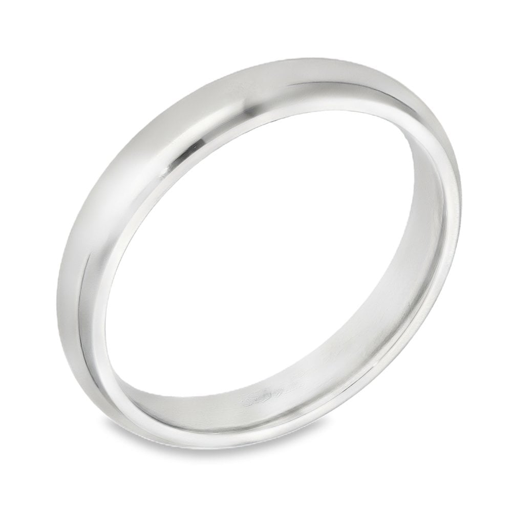 950 Platinum Plain Court Wedding Band - Size W - 4mm