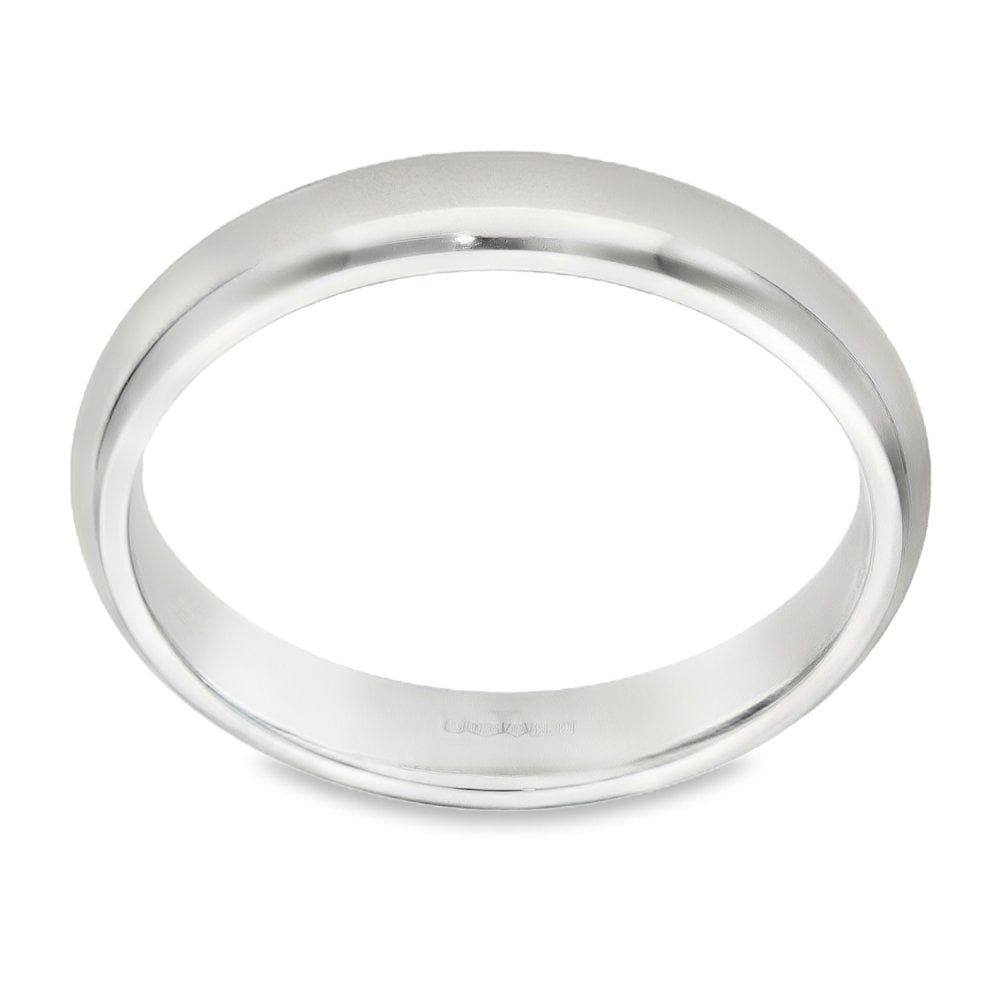 950 Platinum Plain Court Wedding Band - Size W - 4mm
