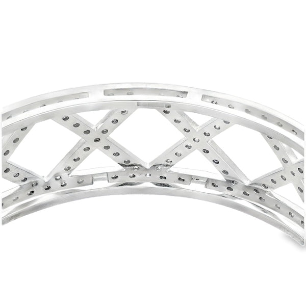 18ct White Gold Diamond Cross Bangle - 16.5cm - 2.61ct