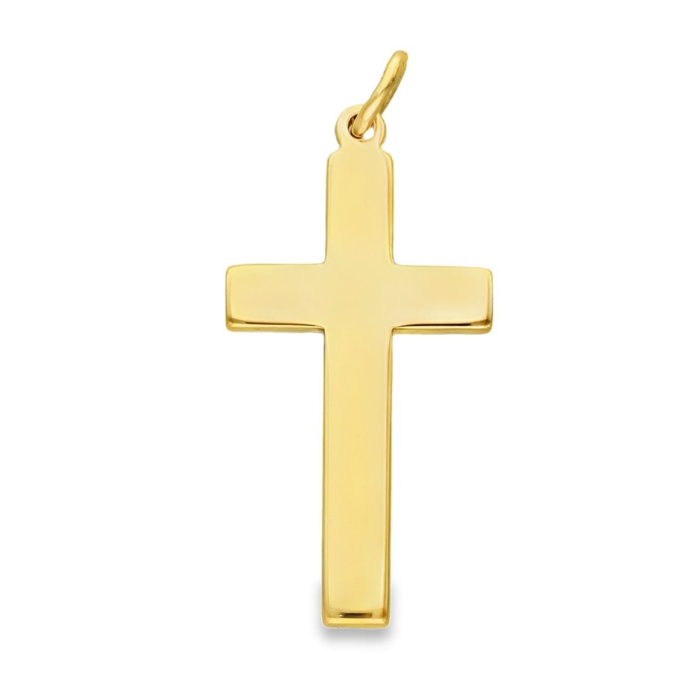 9ct Yellow Gold Plain Block Cross Pendant - 19x38x2mm - 6.1g