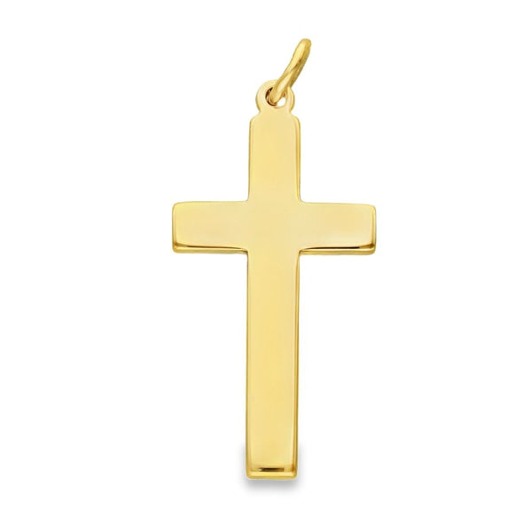 9ct Yellow Gold Plain Block Cross Pendant - 19x38x2mm - 6.1g