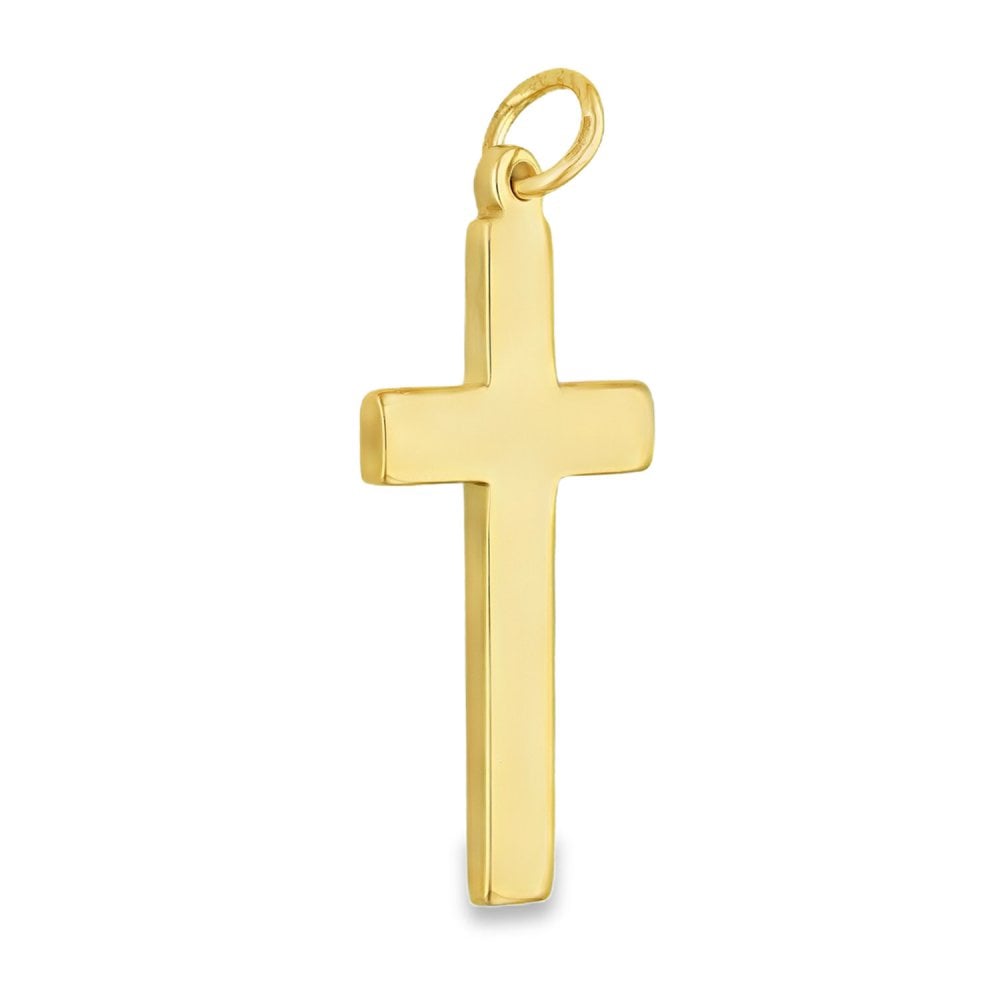 9ct Yellow Gold Plain Block Cross Pendant - 19x38x2mm - 6.1g