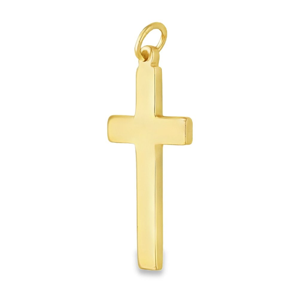 9ct Yellow Gold Plain Block Cross Pendant - 19x38x2mm - 6.1g
