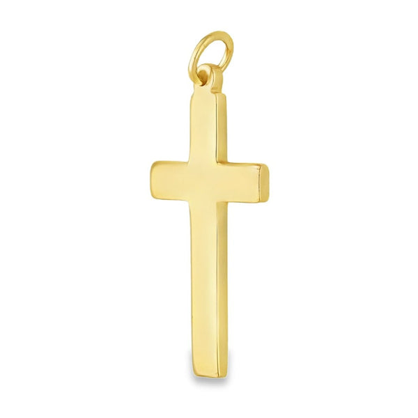 9ct Yellow Gold Plain Block Cross Pendant - 19x38x2mm - 6.1g