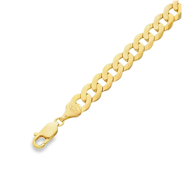 9ct Yellow Gold Flat Curb Bracelet - 8" - 13.4g