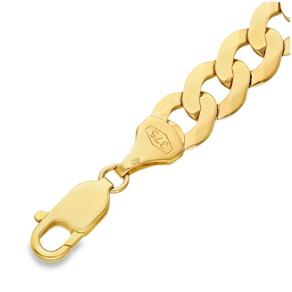 9ct Yellow Gold Flat Curb Bracelet - 8" - 13.4g