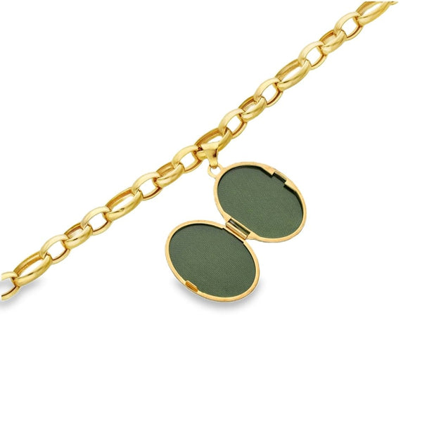 9ct Yellow Gold Belcher Bracelet & Mum Locket - 7.5" - 5.9g