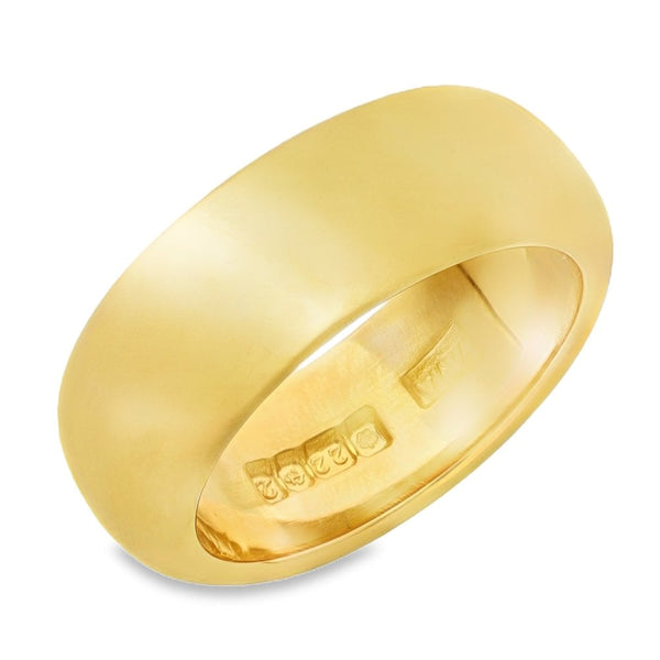 22ct Yellow Gold Plain D-Shape Wedding Band - Size I½ - 7mm