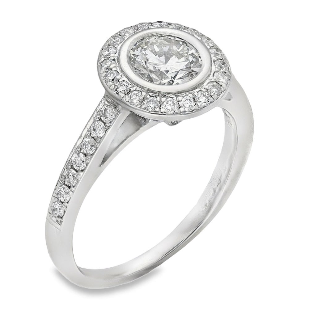 18ct White Gold Diamond Cluster Ring - Size K½ - 1.01ct