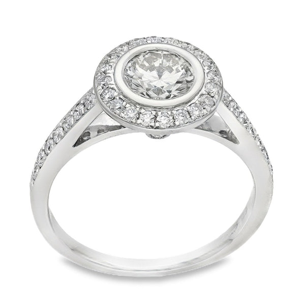 18ct White Gold Diamond Cluster Ring - Size K½ - 1.01ct