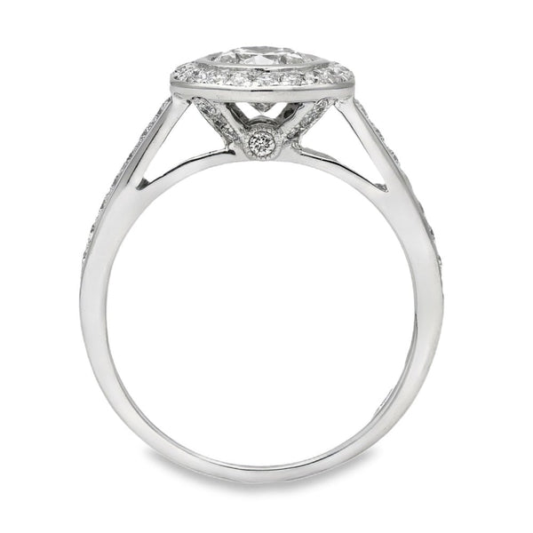 18ct White Gold Diamond Cluster Ring - Size K½ - 1.01ct
