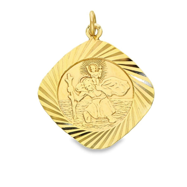 9ct Yellow Gold St Christopher Pendant - 23x26x1mm - 2.7g