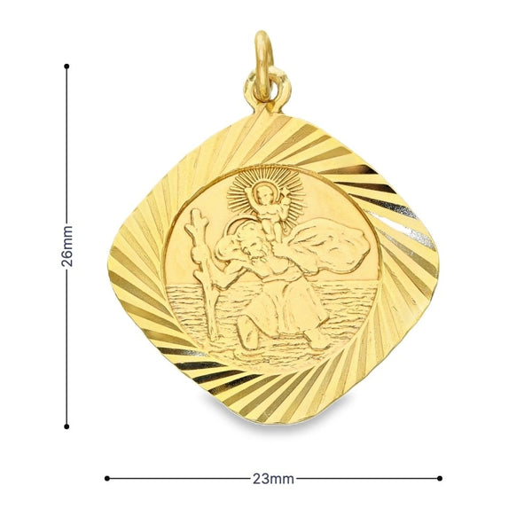 9ct Yellow Gold St Christopher Pendant - 23x26x1mm - 2.7g