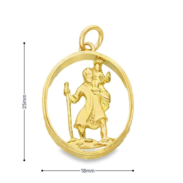 9ct Yellow Gold Open St. Christopher Pendant - 18x25x4mm - 3.5g