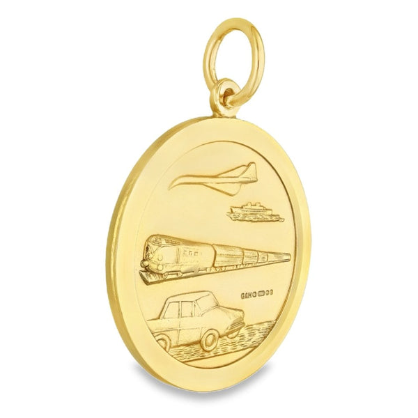 9ct Yellow Gold Round St. Christopher Pendant - 34x39x3mm -19.9g