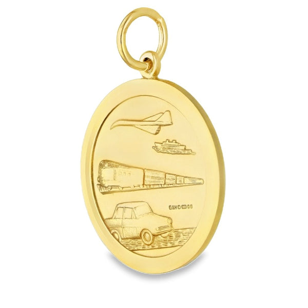 9ct Yellow Gold Round St. Christopher Pendant - 34x39x3mm -19.9g