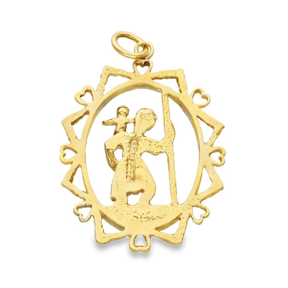 9ct Yellow Gold Open Oval St. Christopher Pendant - 25x33x3mm