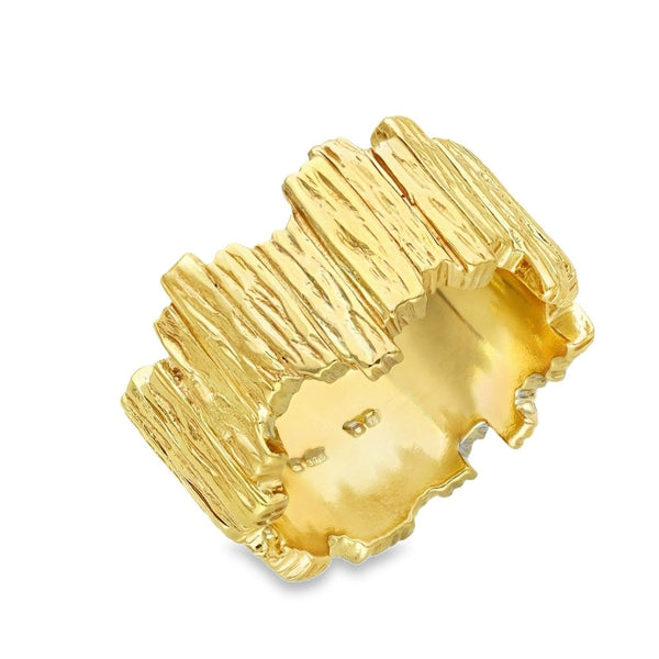 9ct Yellow Gold Bark Wedding Ring - Size N - 12mm