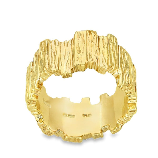 9ct Yellow Gold Bark Wedding Ring - Size N - 12mm