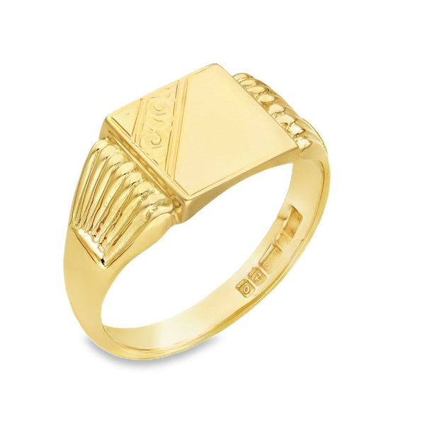9ct Yellow Gold Square Signet Ring - Size U½ - 11mm