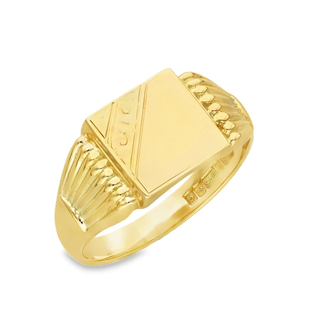 9ct Yellow Gold Square Signet Ring - Size U½ - 11mm