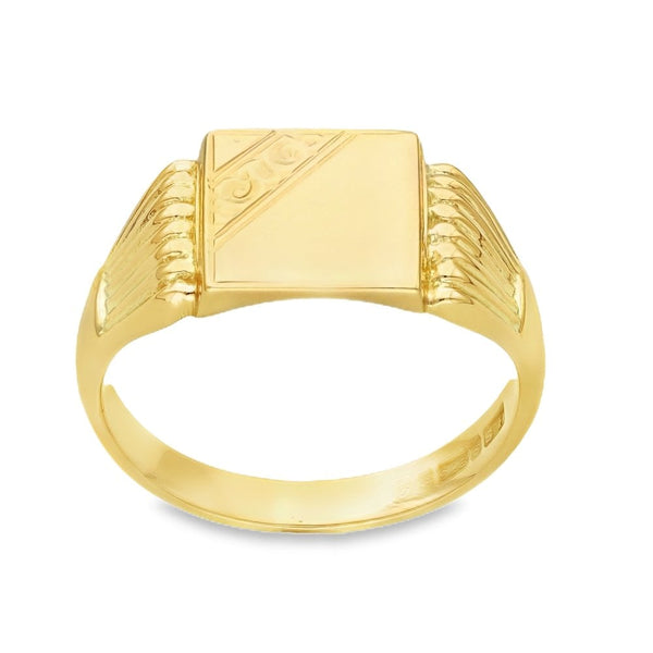 9ct Yellow Gold Square Signet Ring - Size U½ - 11mm