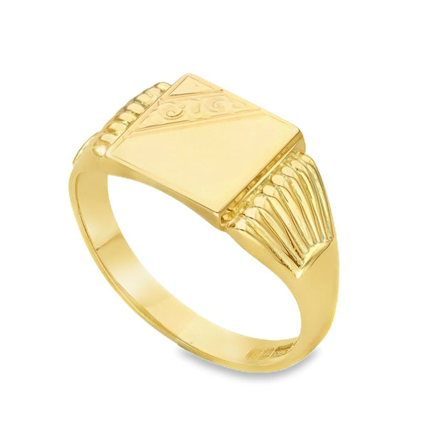 9ct Yellow Gold Square Signet Ring - Size U½ - 11mm