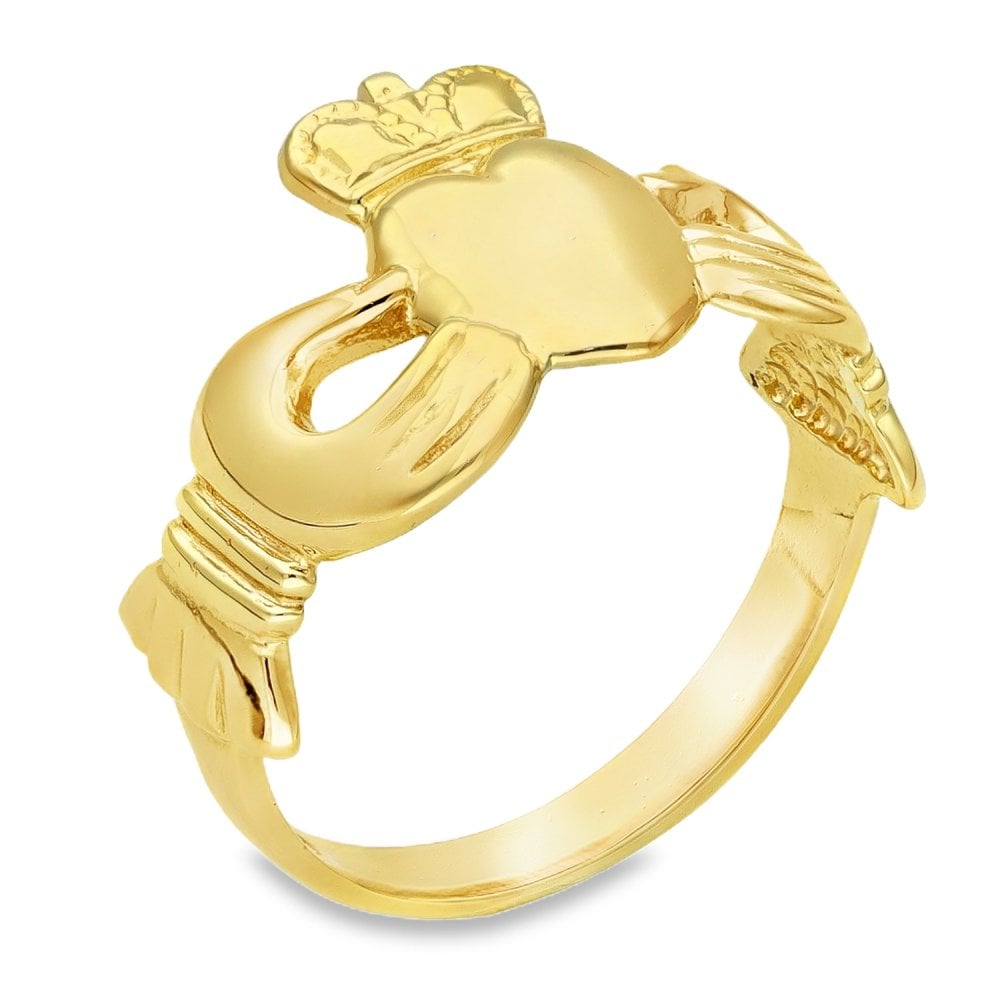 9ct Yellow Gold Claddagh Ring - Size P - 12mm