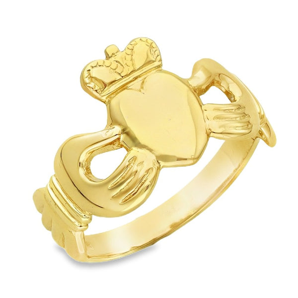 9ct Yellow Gold Claddagh Ring - Size P - 12mm