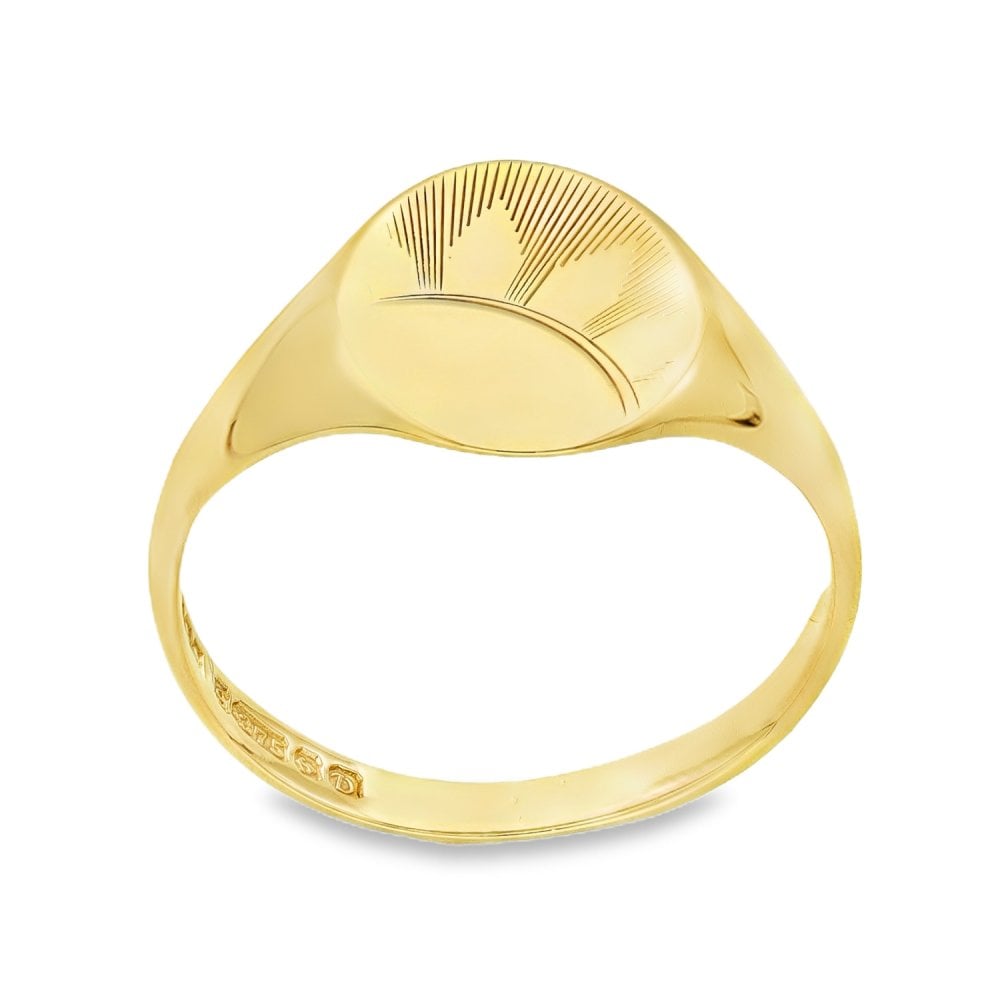 9ct Yellow Gold Sun Signet Ring - Size U½ - 14mm