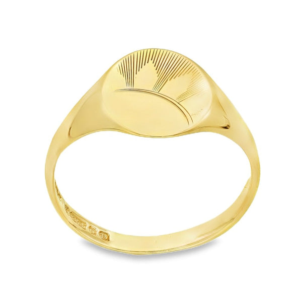 9ct Yellow Gold Sun Signet Ring - Size U½ - 14mm
