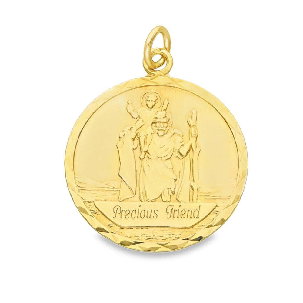9ct Yellow Gold Engraved Message St. Christopher Pendant - 1.8g