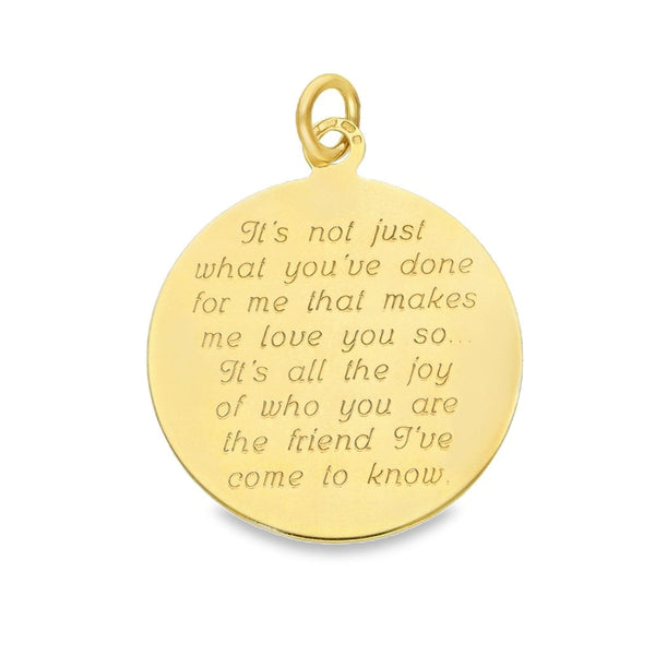 9ct Yellow Gold Engraved Message St. Christopher Pendant - 1.8g