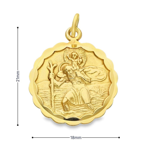 9ct Yellow Gold St. Christopher Pendant - 18x21x2mm - 3.9g