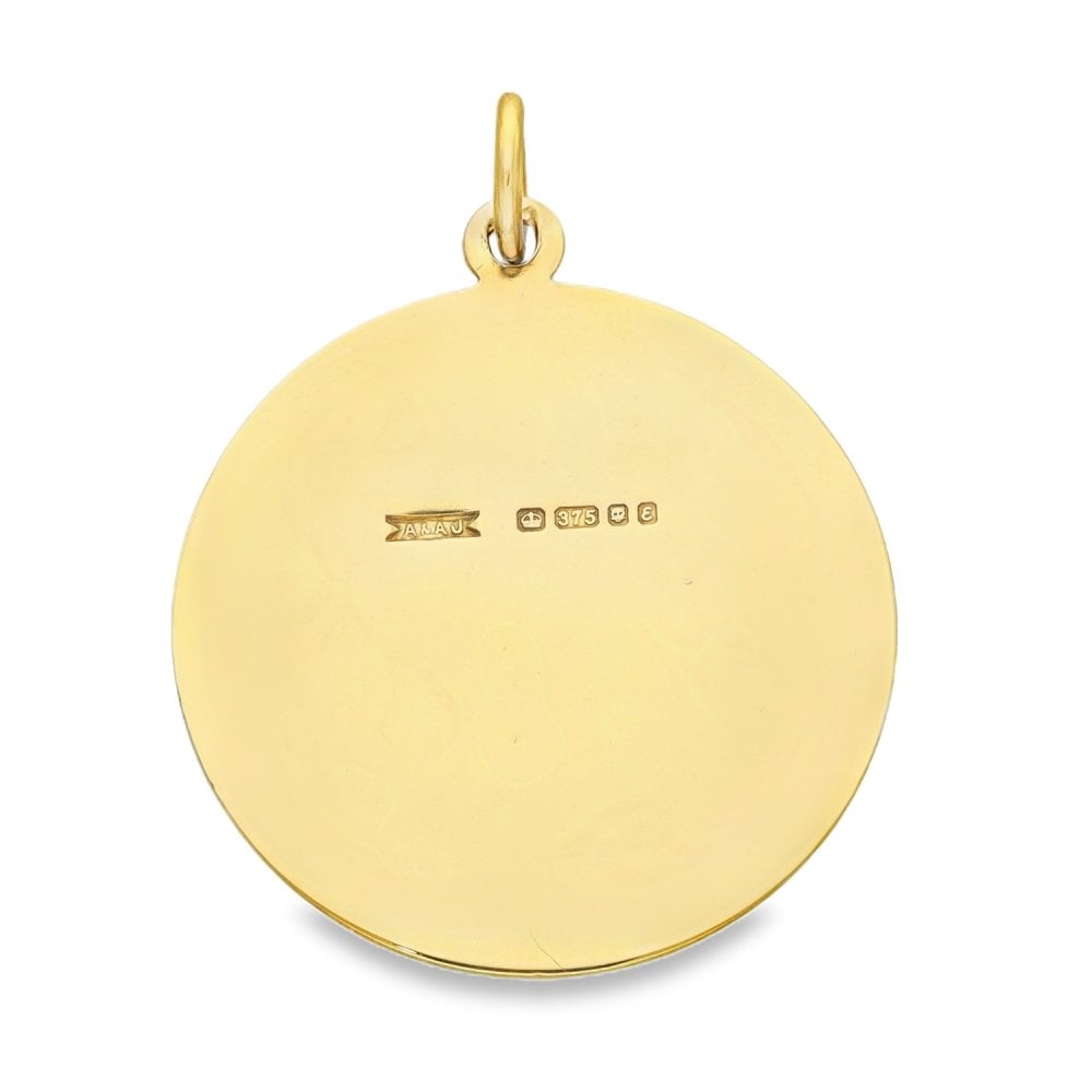 9ct Yellow Gold Round St. Christopher Pendant -26x29x1.5mm -6.5g