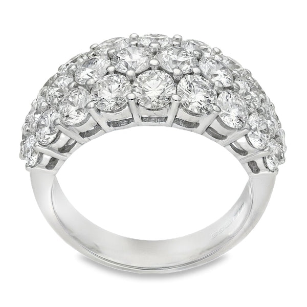 18ct White Gold Three Row Diamond Ring - Size N - 4.32ct