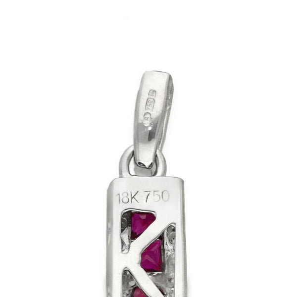 18ct White Gold Ruby & Diamond Cross Pendant - 25x38x4mm -1.00ct