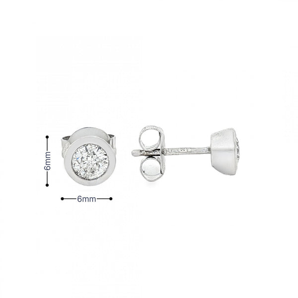 9ct White Gold Diamond Stud Earrings - 6x6mm - 0.50ct