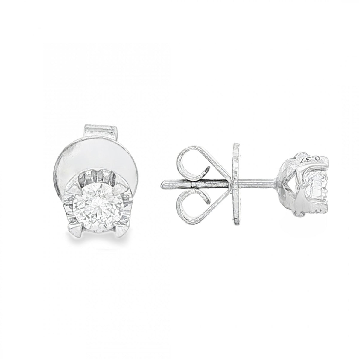 18ct White Gold Diamond Stud Earrings - 5x5mm - 0.30ct