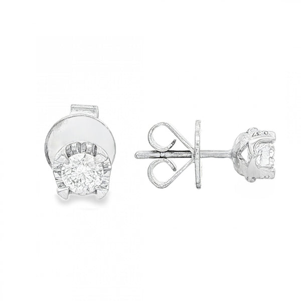 18ct White Gold Diamond Stud Earrings - 5x5mm - 0.30ct