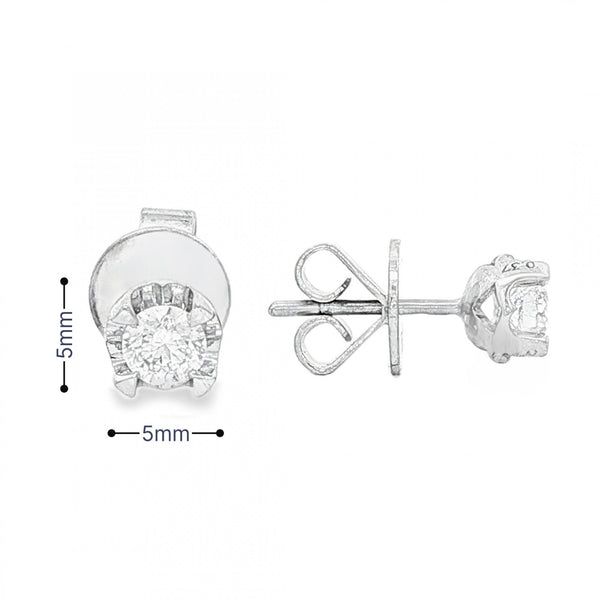 18ct White Gold Diamond Stud Earrings - 5x5mm - 0.30ct
